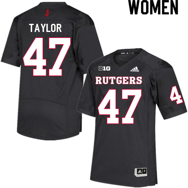 Women #47 Billy Taylor Rutgers Scarlet Knights College Football Jerseys Sale-Black - Click Image to Close